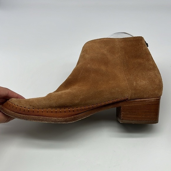 Soludos - Venetian Brown Suede Ankle Zip Heeled Pointed Toe Bootie Size 9.5 - Picture 8 of 16
